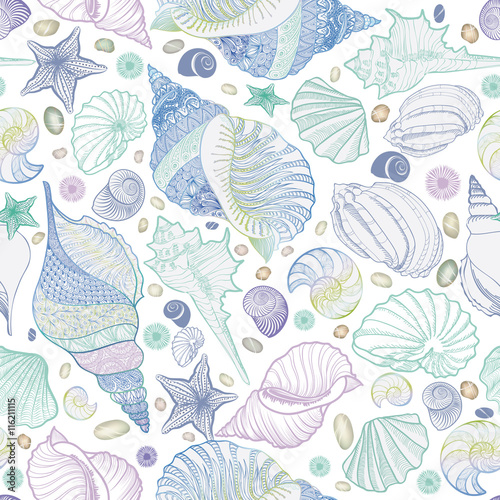 seashell-bezszwowy-wzor-tlo-wakacje-lato-morskich-podwodna-ozdobna-textured-szkicuje-tapeta-z-dennymi-skorupami-denna-gwiazda-i-piaskiem