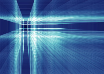 Wall Mural - Abstract glowing blue lines in perspective