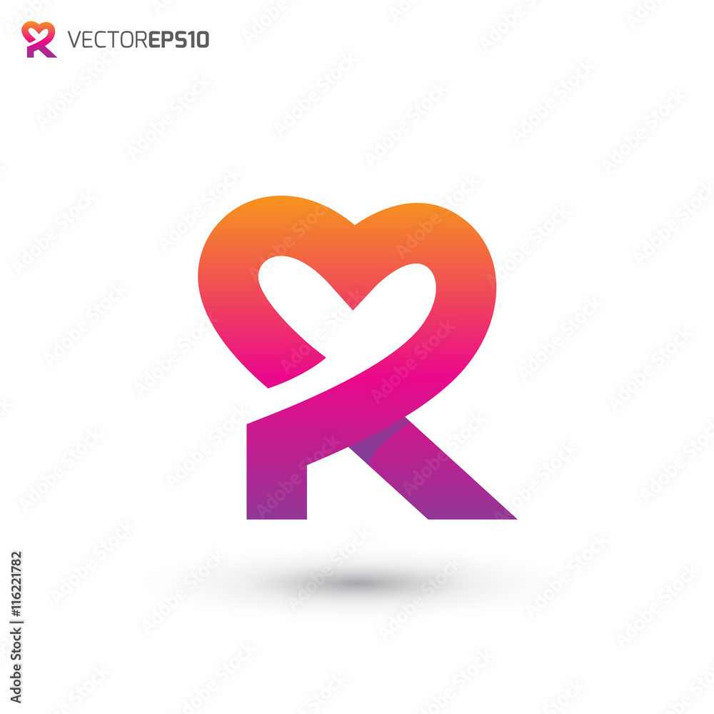 Heart Logo Letter R Stock Vector | Adobe Stock