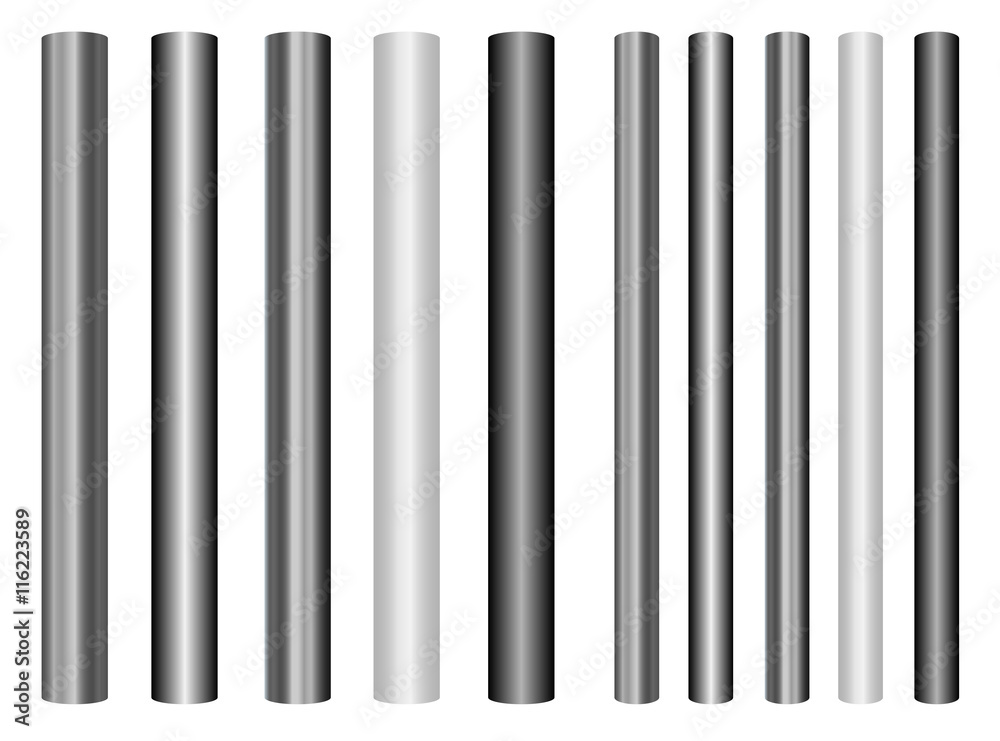 Scaleable shiny steel poles collection in different styles - obrazy, fototapety, plakaty 