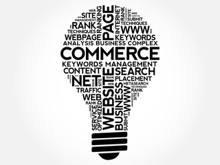 COMMERCE bulb word cloud collage, business concept background