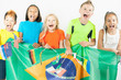 Group of children holding a Brazil flag