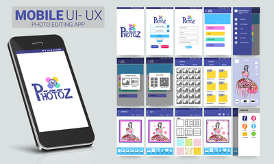 Canvas Print - Photo Editing Mobile App UI, UX and GUI template.