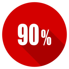 Aufkleber - Flat design red round  90 percent vector icon