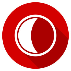 Poster - Flat design red round web moon vector icon