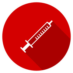 Poster - Flat design round red web syringe vector icon