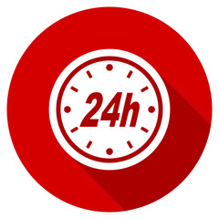 Aufkleber - Flat design red round 24h vector icon
