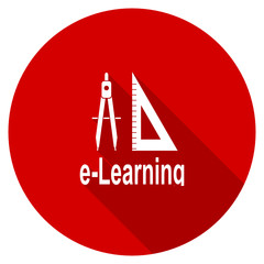 Poster - Flat design red round e-learning vector icon