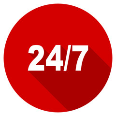 Aufkleber - Flat design red round 24/7 vector icon