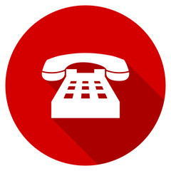 Poster - Flat design red round phone vector icon