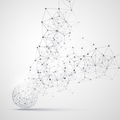 Poster - Abstract Cloud Computing and Network Connections Concept Design with Transparent Geometric Mesh, Wireframe Sphere - Illustration in Editable Vector Format