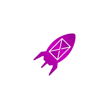Illustration rocket with an icon.