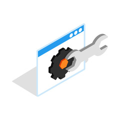 Poster - Computer repair icon in isometric 3d style on a white background