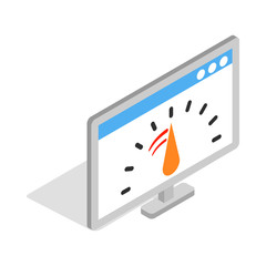 Poster - Computer monitor with speed test icon in isometric 3d style on a white background