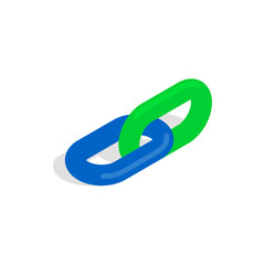 Poster - Chain link icon in isometric 3d style on a white background