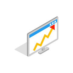 Poster - Graph on the computer monitor icon in isometric 3d style on a white background
