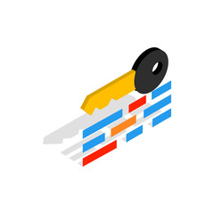 Poster - Data protection icon in isometric 3d style on a white background