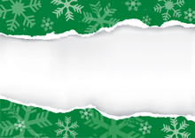 Ripped Christmas Paper.
Green Grunge Snowflakes Background With Torn Paper With Place For Your Text Or Image. Vector Available.
