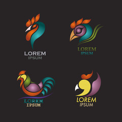 Wall Mural - rooster logo design icon vector set