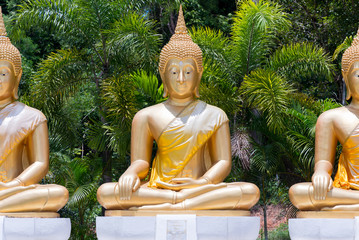 Sticker - Golden Buddha statue in public temple Thailand