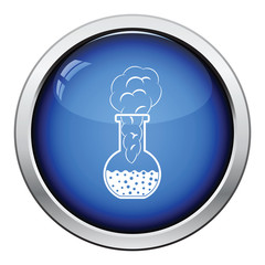 Sticker - Icon of chemistry bulb with reaction inside