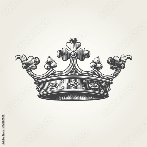 Photographie Hand drawn crown. Vintage engraved illustration