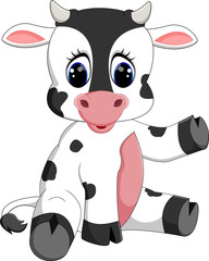 Poster - Cute baby cow cartoon