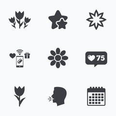 Poster - Flowers icons. Bouquet of roses symbol.