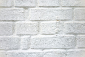 wall of building of bricks painted in white lime solution