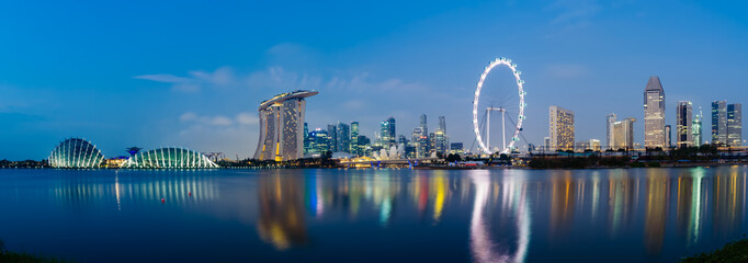 Wall Mural - Singapore Central Business District at Dusk.