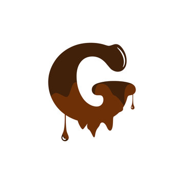 Melted chocolate alphabet over white background vector icon