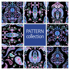 Wall Mural - Paisley Indian or turkish persian seamless pattern set.