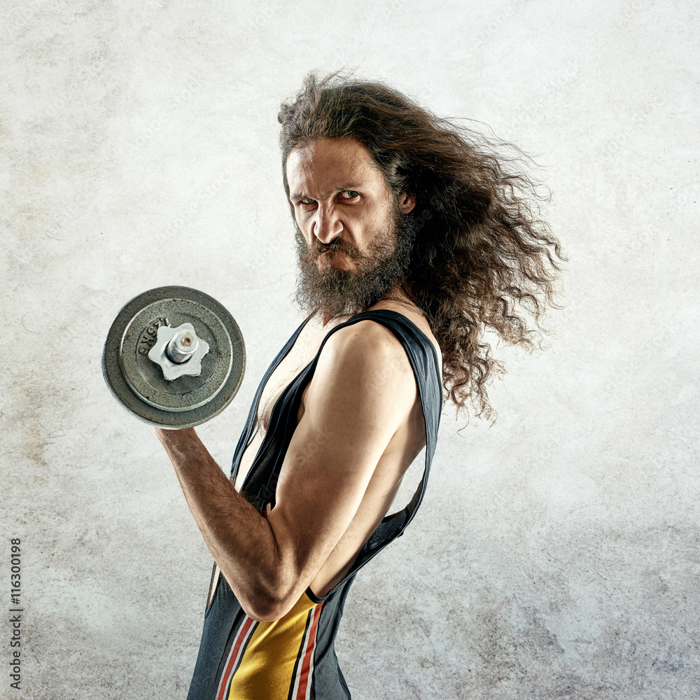 Portrait of a skinny bodybuilder - obrazy, fototapety, plakaty 