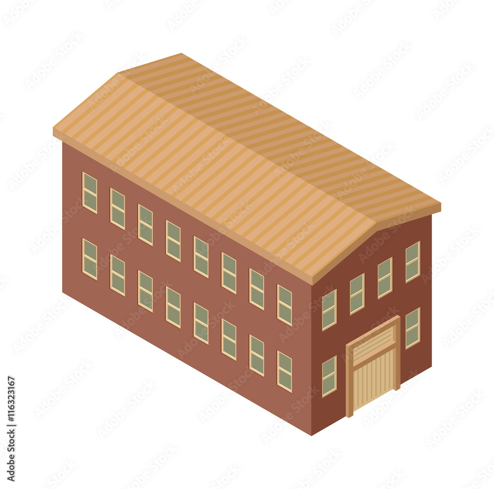 Isometric factory building vector icon. Industrial building infographic ...