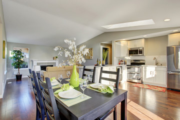 Wall Mural - Open plan floor kitchen room with hardwood floor