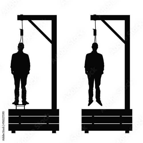 Fotografie, Obraz gallows set in black color with man on it illustration