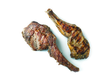 Canvas Print - Grilled Beef Steak with spices, rosemary and sage