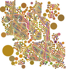Aufkleber - Brown green dot on white geometric shapes pattern background