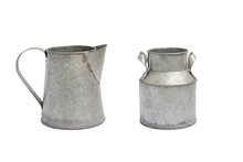 Vintage Metal Pot Collections On White Background
