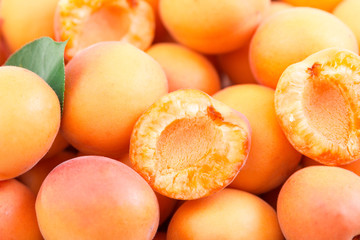 Background of fresh ripe apricots