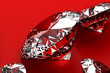 Diamond placed on red background, 3d 