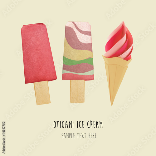 Origami Ice Cream Eskimo Buy This Stock Photo And Explore