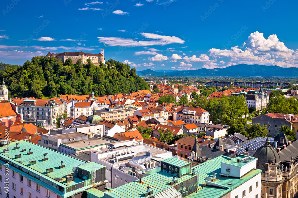 Obraz na płótnie City of Ljubljana aerial view w salonie