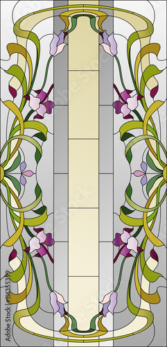 Naklejka na szafę floral stained-glass pattern