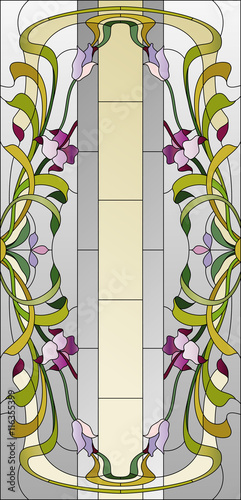 Naklejka ścienna floral stained-glass pattern