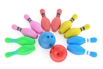 Fototapete - Kids Bowling, 3D rendering