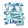 Summer to print T-shirts. Mask and flippers for diving.