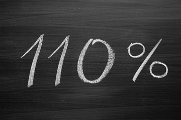 Wall Mural - 110 percent header written with a chalk on the blackboard