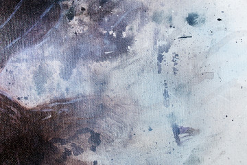 Poster - abstract painting with blurry and stained structure. Painting on canvas.