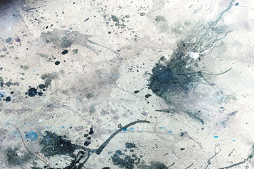 Poster - abstract painting with blurry and stained structure. Painting on paper.